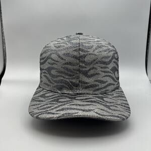 Crown Hat Cap Snap Back One Size Mens Silver Zebra Animal Print Adjustable Twill